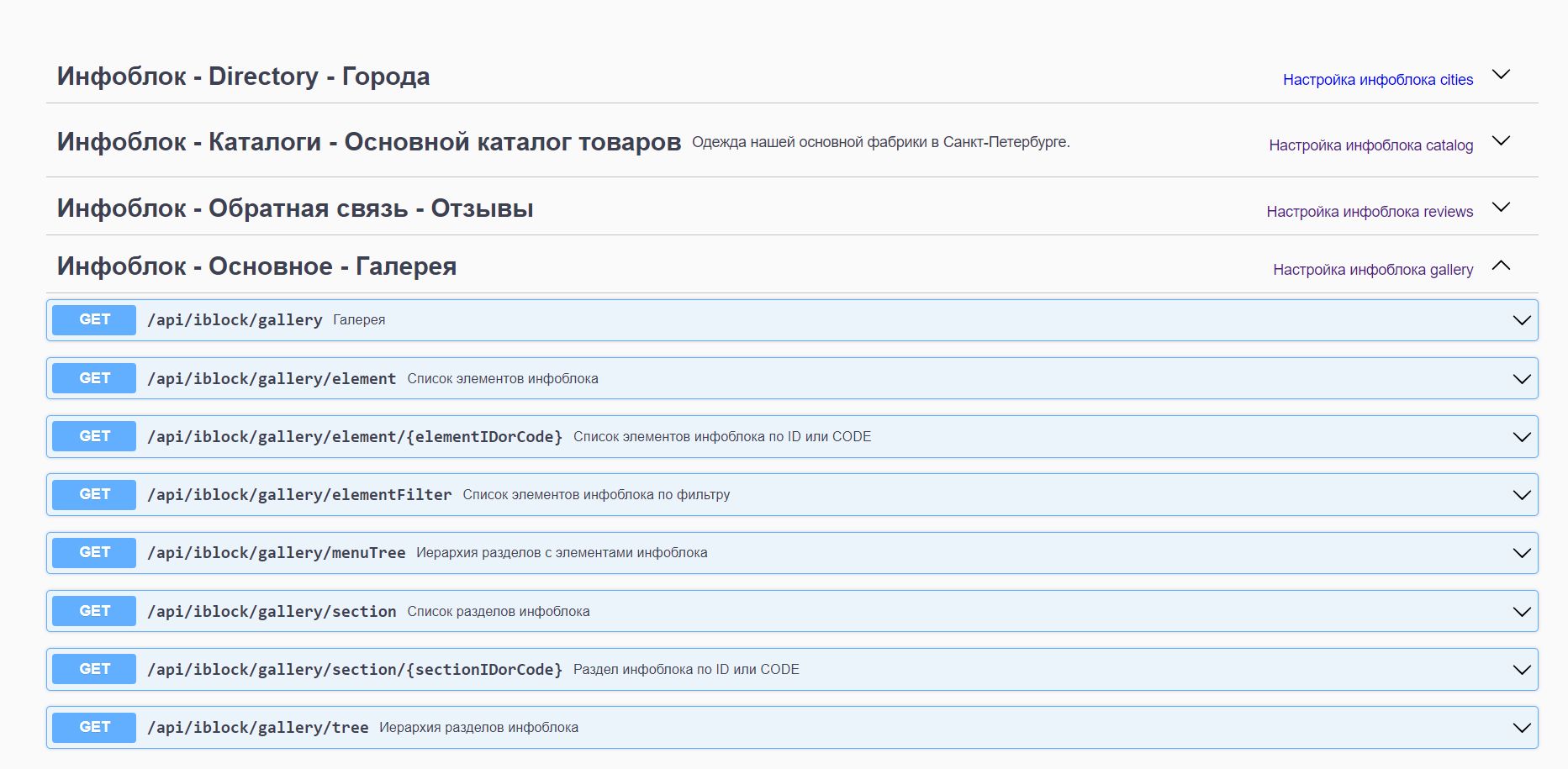 Настройки торгового каталога